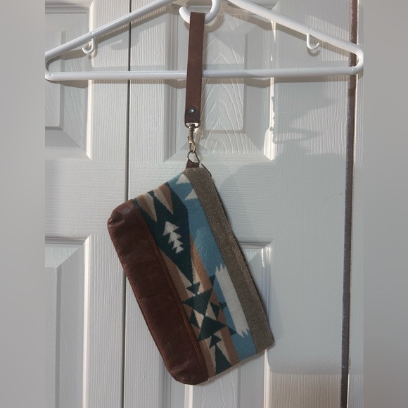 Handcrafted Wristlet Made by Nanmadeobjects Using Pendleton Wool and Leather - Picture 2 of 5